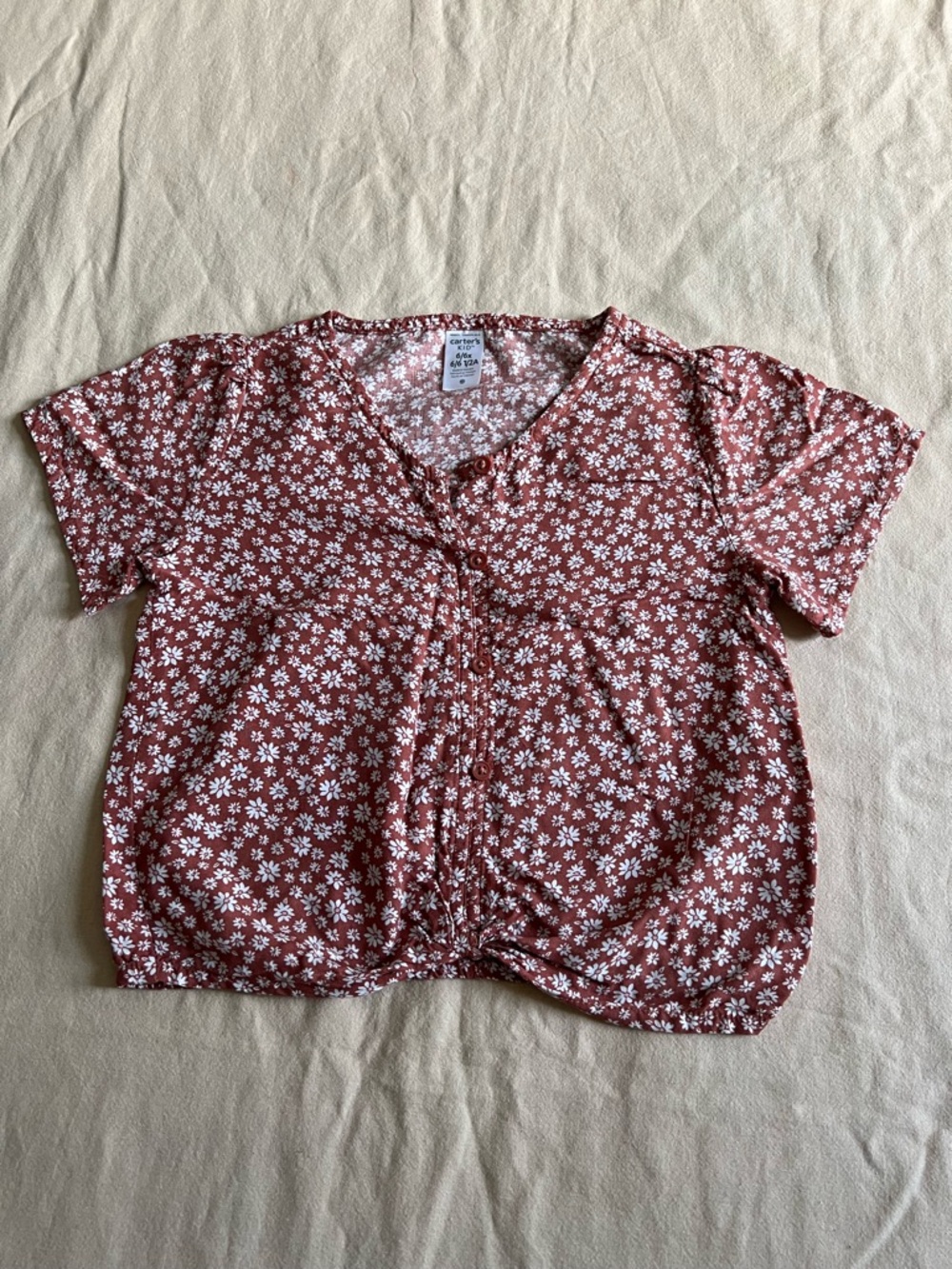 Carter's Rust Floral Button-Up Top with White Daisies
